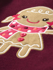Girls Applique Gingerbread Sweater - Winter Wonderland