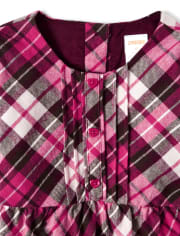 Girls Plaid Peasant Top - Winter Wonderland