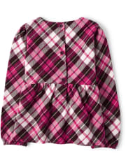 Girls Plaid Peasant Top - Winter Wonderland