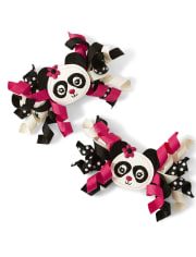 Girls Curly Hair Clips - Panda Party