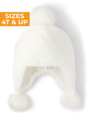 Girls Faux Fur Pom Pom Hat - Snow Princess