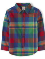 Chemise boutonnée à carreaux pour garçons - Dino Roar