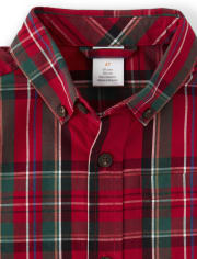 Boys Plaid Button Up Shirt - Picture Perfect