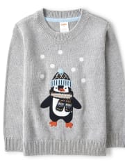 Boys Embroidered Penguin Sweater - Aspen Lodge