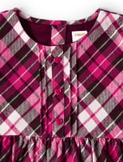 Girls Plaid Peasant Dress - Winter Wonderland