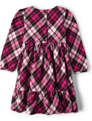 Girls Plaid Peasant Dress - Winter Wonderland