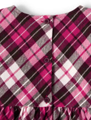 Girls Plaid Peasant Dress - Winter Wonderland