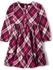 Girls Plaid Peasant Dress - Winter Wonderland