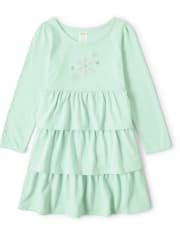 Vestido con capas de copo de nieve bordado para niñas - Princesa de nieve