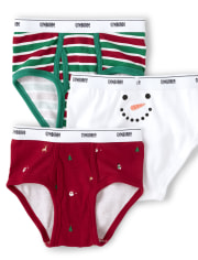 GYMBOREE S'MORE STYLE SNOWMAN N DINO 3 Pair OF ASSORTED BOYS BRIEF 2 3 4 10 NWT