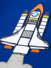 Kids Embroidered Rocket Ship Top - Future Astronaut