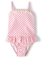 Girls Daisy Gingham One Piece Swimsuit - Garden Party