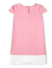 Girls Embroidered Bunny Ponte Shift Dress - Garden Party