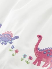 Girls Embroidered Swing Top - Hello Dino