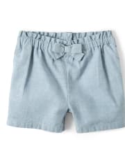 Girls Chambray Shorts - Pretty Peach