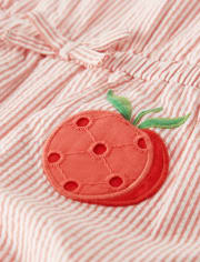 Pelele de seersucker bordado para niñas - Pretty Peach