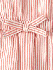 Pelele de seersucker bordado para niñas - Pretty Peach