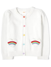 Girls Embroidered Rainbow Cardigan - Sunshine Time