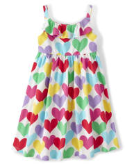 Girls Sleeveless Rainbow Heart Print Knit Ruffle Dress Sunshine Time SIMPLYWHT Gymboree