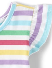 Girls Rainbow Striped Dress - Sunshine Time