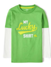 Haut brodé Lucky 2 en 1 pour garçons - Petit Leprechaun