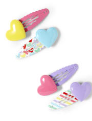 Girls Heart Hair Clips - Sunshine Time