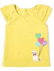 Top con volantes de globos de corazón bordado para niñas - Sunshine Time