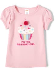 Top Cupcake Brodé Pom Pom Fille - Birthday Boutique