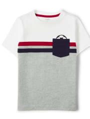 Camiseta de fútbol con bolsillo en bloques de color para niños: listo, listo, gol