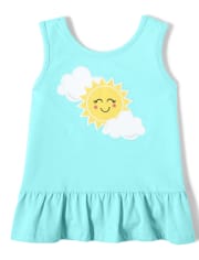 Girls Embroidered Sun Peplum Top - Sunshine Time