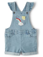 Pantalones cortos de mezclilla arcoíris bordados para niñas - Sunshine Time