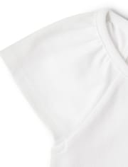 Girls Embroidered Bumble Bee Top - Pretty Peach