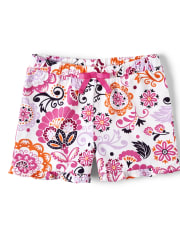 Girls Floral Ruffle Shorts - Summer Sunsets