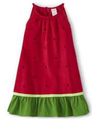 Girls Watermelon Ruffle Dress - Sweet Watermelon