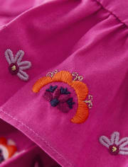 Jupe-short fleurie à volants pour filles - Couchers de soleil d'été