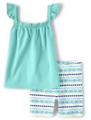 Girls Ruffle Top And Bike Shorts Set - Island Getaway