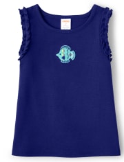 Camiseta sin mangas con volantes y peces para niñas - Island Getaway