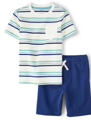 Boys Striped Pocket Top And Shorts Set - Island Getaway