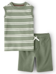Boys Striped Tank Top And Shorts Set - Safari Camp