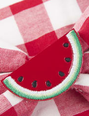 Girls Gingham Bow Headwrap - Sweet Watermelon