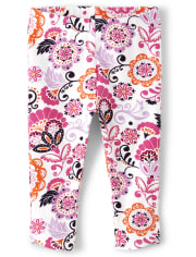 Girls Floral Capri Leggings - Summer Sunsets