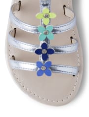 Girls Flower Gladiator Sandals - Island Getaway