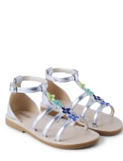 Girls Flower Gladiator Sandals - Island Getaway