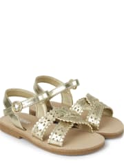 Girls Metallic Laser Cut Flower Sandals Summer Sunsets