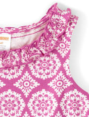 Girls Ruffle Tank Top And Shorts Set - Summer Sunsets