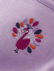 Girls Peacock Flutter Peplum Top - Summer Sunsets