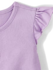 Girls Peacock Flutter Peplum Top - Summer Sunsets