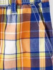 Boys Plaid Pull On Shorts - Mr. Fix It
