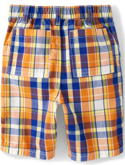Boys Plaid Pull On Shorts - Mr. Fix It
