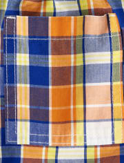 Boys Plaid Pull On Shorts - Mr. Fix It